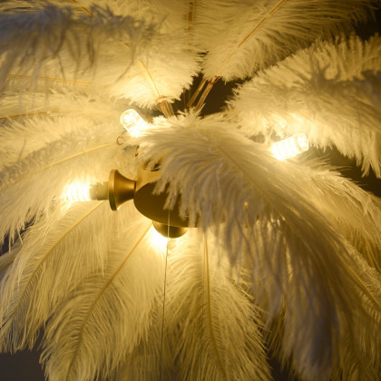 HMR - Loftus Art Deco 5-Light Chandelier White Feather Pendant Light LED Lamp Living Room