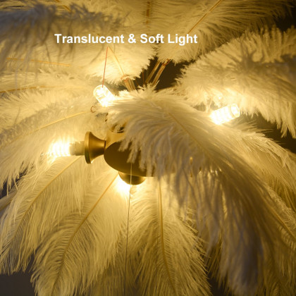 HMR - Loftus Art Deco 5-Light Chandelier White Feather Pendant Light LED Lamp Living Room
