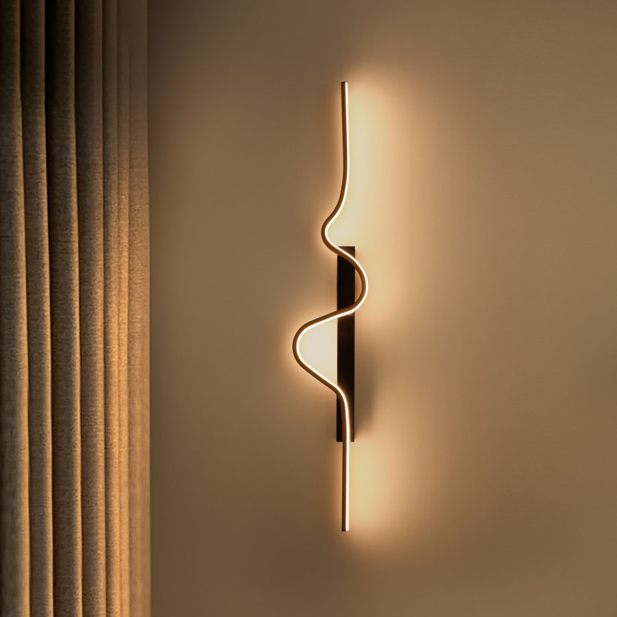 HMR - 39.4" Black and Gold Tri-color LED Wall SconceLighting