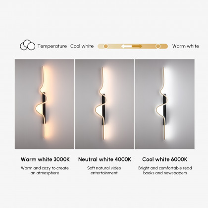 HMR - 39.4" Black and Gold Tri-color LED Wall SconceLighting