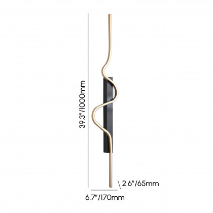 HMR - 39.4" Black and Gold Tri-color LED Wall SconceLighting