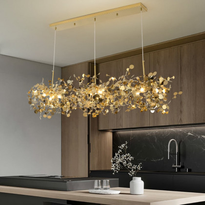 HMR - 9-light Luxury Stainless Steel Gold kitchen island chandelier Bright Ceiling Light