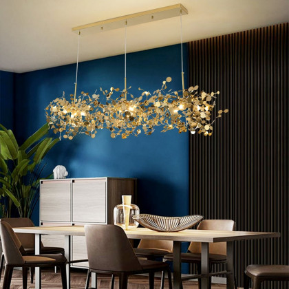 HMR - 9-light Luxury Stainless Steel Gold kitchen island chandelier Bright Ceiling Light