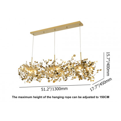 HMR - 9-light Luxury Stainless Steel Gold kitchen island chandelier Bright Ceiling Light