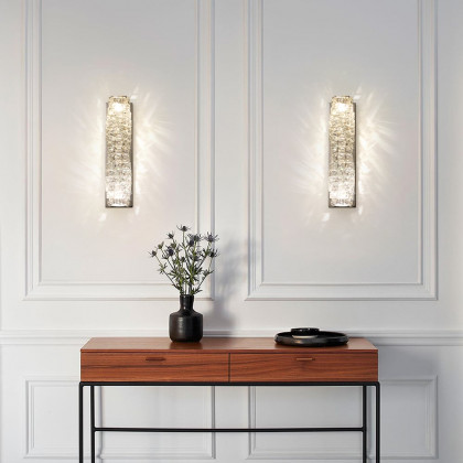 HMR - Modern Chrome Crystal Clear LED Wall Sconces Silver Bedside Wall Lamp with Warm light