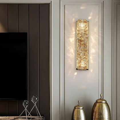 HMR - Modern Chrome Crystal Clear LED Wall Sconces Silver Bedside Wall Lamp with Warm light