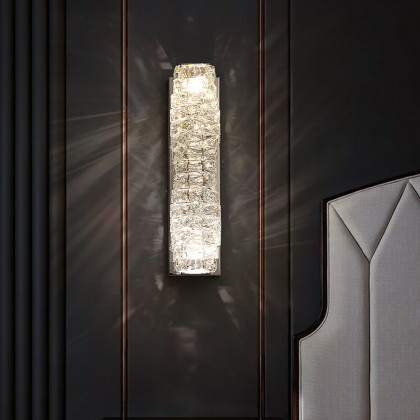 HMR - Modern Chrome Crystal Clear LED Wall Sconces Silver Bedside Wall Lamp with Warm light