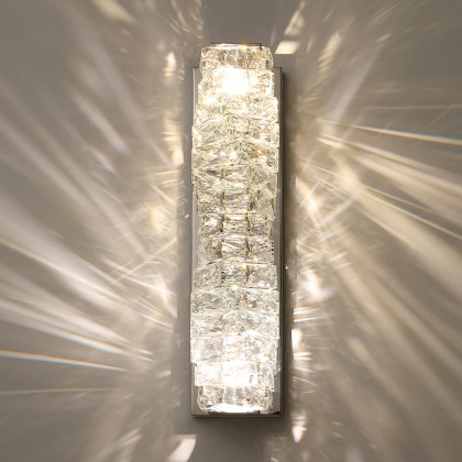 HMR - Modern Chrome Crystal Clear LED Wall Sconces Silver Bedside Wall Lamp with Warm light