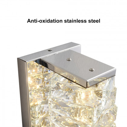 HMR - Modern Chrome Crystal Clear LED Wall Sconces Silver Bedside Wall Lamp with Warm light