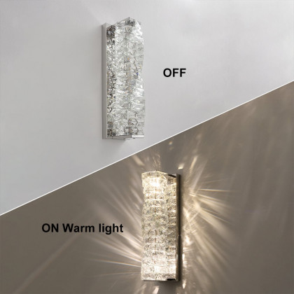 HMR - Modern Chrome Crystal Clear LED Wall Sconces Silver Bedside Wall Lamp with Warm light