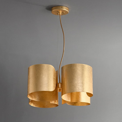 HMR - Glam Gold Chandelier 4-Light Drum Pendant Light Unique Scrolled Shape