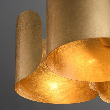 HMR - Glam Gold Chandelier 4-Light Drum Pendant Light Unique Scrolled Shape