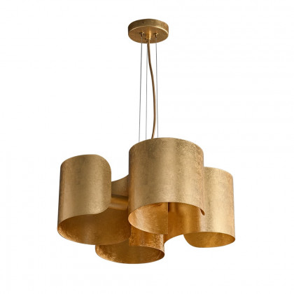 HMR - Glam Gold Chandelier 4-Light Drum Pendant Light Unique Scrolled Shape