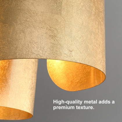 HMR - Glam Gold Chandelier 4-Light Drum Pendant Light Unique Scrolled Shape