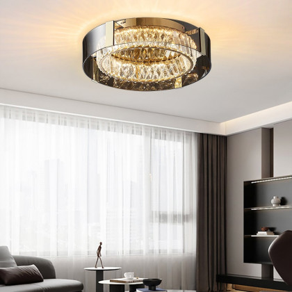 HMR - Crystal Dimmable Ceiling Lights 3 Modes LED Flush Mount Light with Remote Control