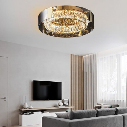 HMR - Crystal Dimmable Ceiling Lights 3 Modes LED Flush Mount Light with Remote Control
