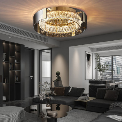 HMR - Crystal Dimmable Ceiling Lights 3 Modes LED Flush Mount Light with Remote Control