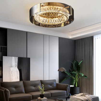HMR - Crystal Dimmable Ceiling Lights 3 Modes LED Flush Mount Light with Remote Control