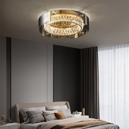 HMR - Crystal Dimmable Ceiling Lights 3 Modes LED Flush Mount Light with Remote Control