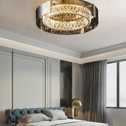 HMR - Crystal Dimmable Ceiling Lights 3 Modes LED Flush Mount Light with Remote Control