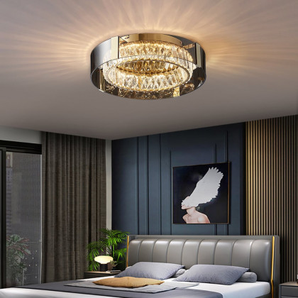 HMR - Crystal Dimmable Ceiling Lights 3 Modes LED Flush Mount Light with Remote Control