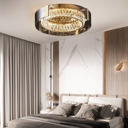 HMR - Crystal Dimmable Ceiling Lights 3 Modes LED Flush Mount Light with Remote Control