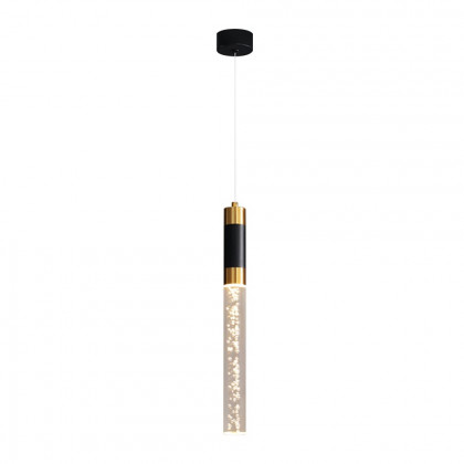 HMR - 1-Light Single Mini Cylinder LED Island Pendant Light in Black & Gold with Acrylic Shade