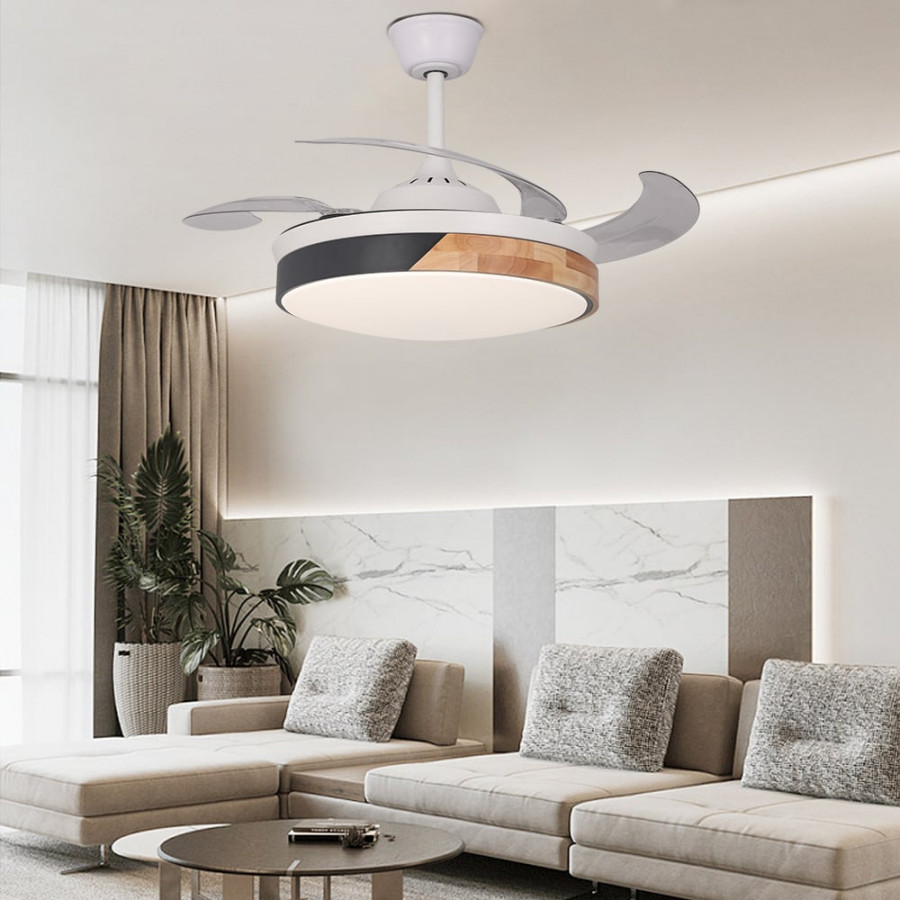 HMR - Nordic 42" LED Ceiling Fans Light 6-Speed Reversible Blades with Remote Control