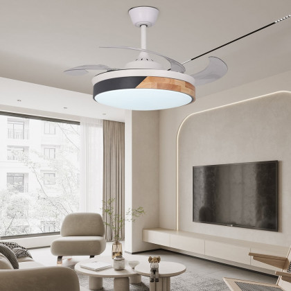 HMR - Nordic 42" LED Ceiling Fans Light 6-Speed Reversible Blades with Remote Control