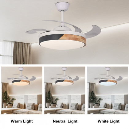 HMR - Nordic 42" LED Ceiling Fans Light 6-Speed Reversible Blades with Remote Control
