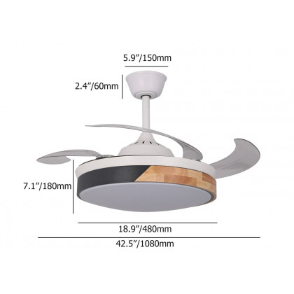 HMR - Nordic 42" LED Ceiling Fans Light 6-Speed Reversible Blades with Remote Control