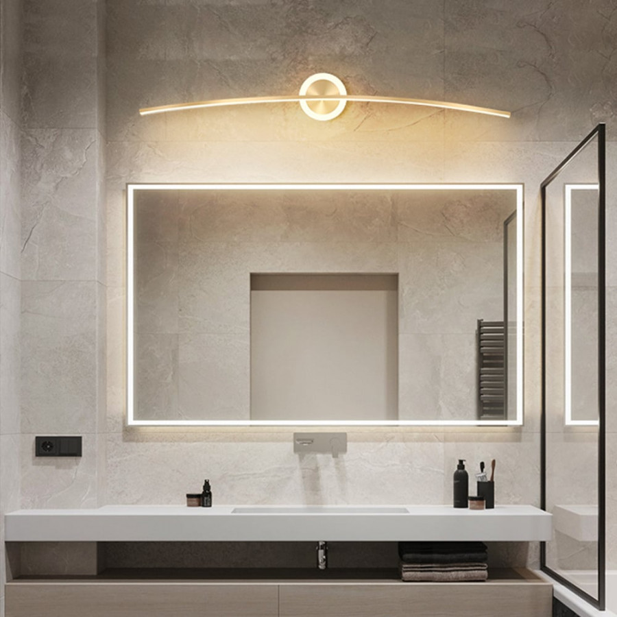 HMR - Gold Bathroom Vanity LED Wall Light Modern Wall Sconce with White Silicone Shade