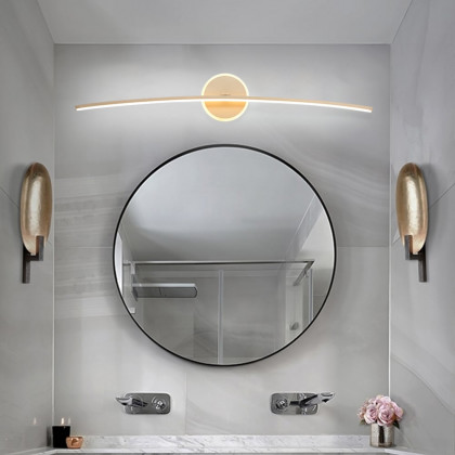 HMR - Gold Bathroom Vanity LED Wall Light Modern Wall Sconce with White Silicone Shade