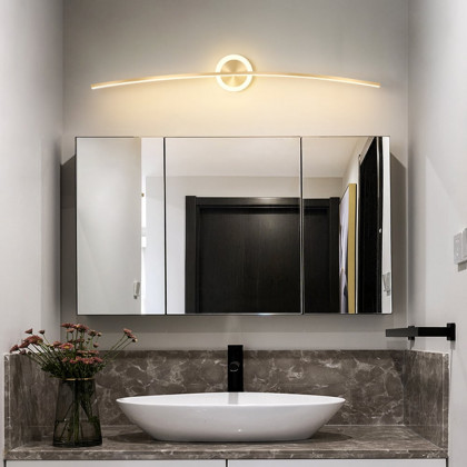HMR - Gold Bathroom Vanity LED Wall Light Modern Wall Sconce with White Silicone Shade