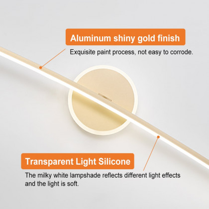 HMR - Gold Bathroom Vanity LED Wall Light Modern Wall Sconce with White Silicone Shade