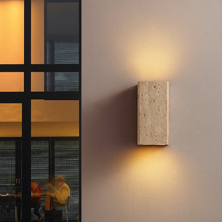 HMR - Travertine LED Outdoor Wall Lighting Modern Waterproof IP65 Outside Wall Sconce