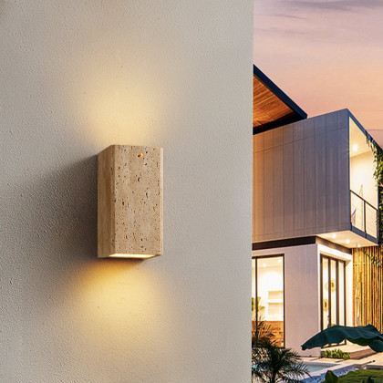 HMR - Travertine LED Outdoor Wall Lighting Modern Waterproof IP65 Outside Wall Sconce
