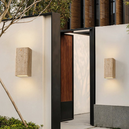 HMR - Travertine LED Outdoor Wall Lighting Modern Waterproof IP65 Outside Wall Sconce