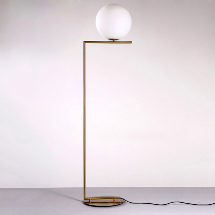 HMR - 63.8" Modern LED Brass 1-Light Floor Lamp White Glass Globe Shade Included