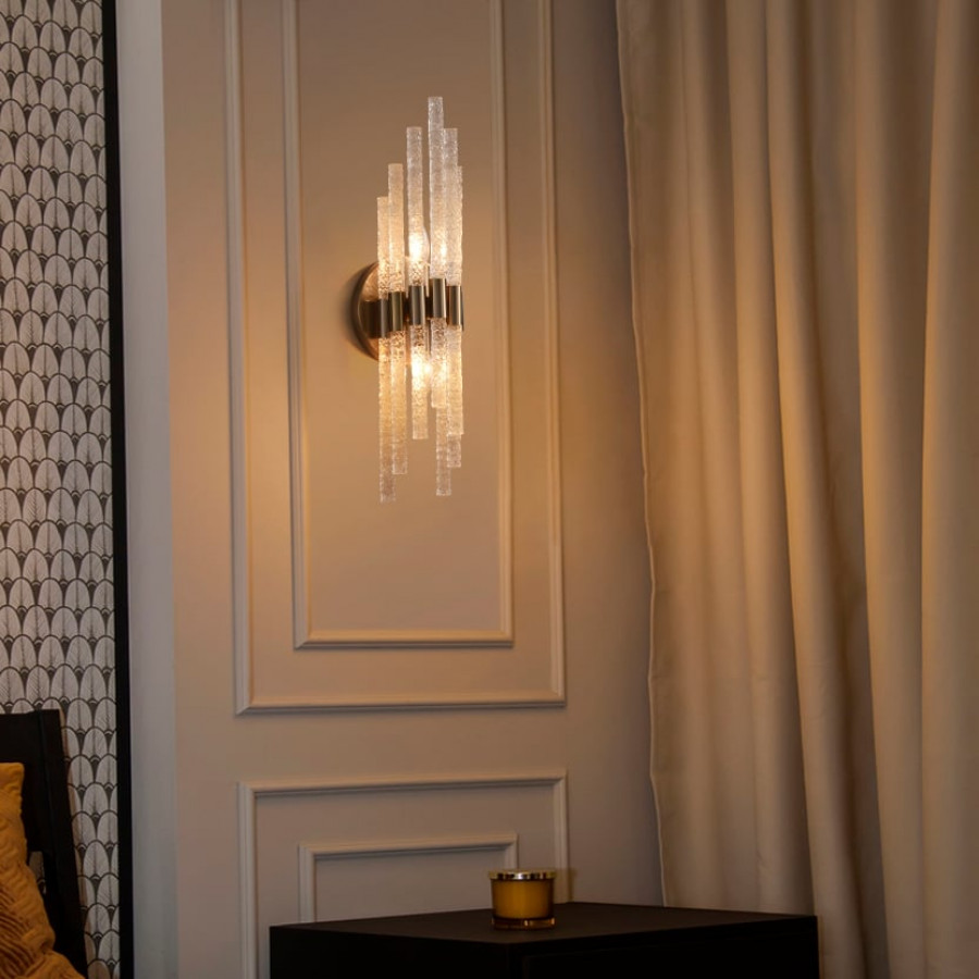 HMR - Morden Minimalist LED Irregular Water Ripple Glass Copper Wall Sconce