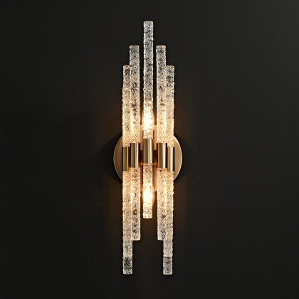 HMR - Morden Minimalist LED Irregular Water Ripple Glass Copper Wall Sconce