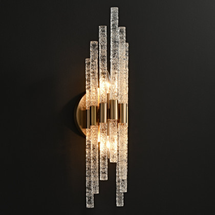 HMR - Morden Minimalist LED Irregular Water Ripple Glass Copper Wall Sconce