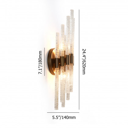 HMR - Morden Minimalist LED Irregular Water Ripple Glass Copper Wall Sconce