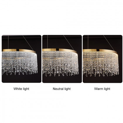 HMR - Luxurious Romantic K9 Crystal Gold Ring Chandelier LED Dimmable Ceiling Lighting