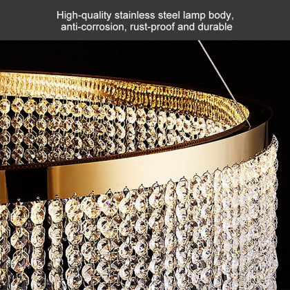 HMR - Luxurious Romantic K9 Crystal Gold Ring Chandelier LED Dimmable Ceiling Lighting