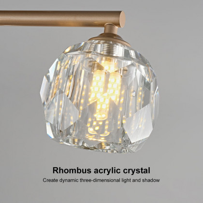 HMR - Gold 4-Light Crystal Shade Modern Semi-Flush Mount Chandelier Ceiling Light
