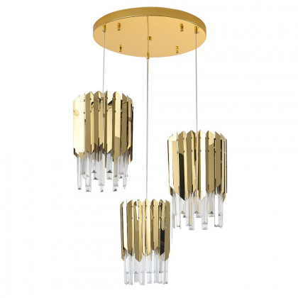 HMR - 3-Light Crystal Modern Chandelier Ceiling Pendant Light in Gold for Living Room