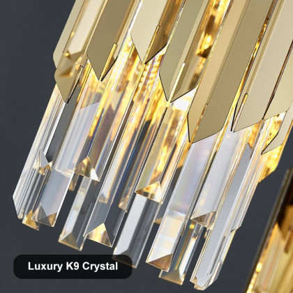 HMR - 3-Light Crystal Modern Chandelier Ceiling Pendant Light in Gold for Living Room