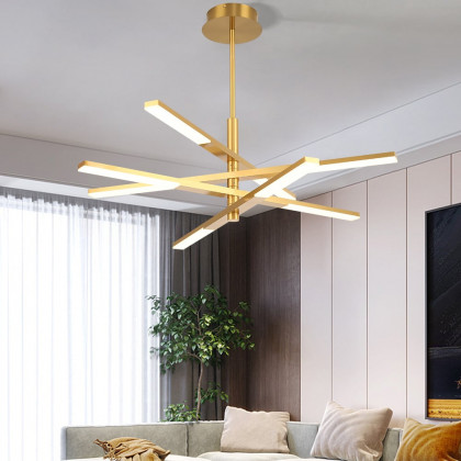 HMR - 8-Light Gold Modern Chandelier Dimmable LED Remote Control Variable Shape Pendant Lights