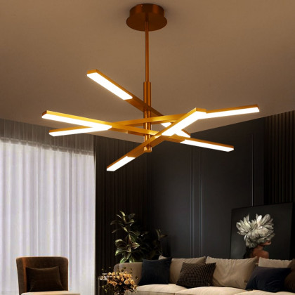 HMR - 8-Light Gold Modern Chandelier Dimmable LED Remote Control Variable Shape Pendant Lights